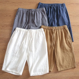 西裤 裤 短裤 天丝亚麻5分西装 潮 男透气宽松直筒五分裤 欧货棉麻工装