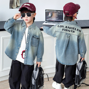 男童牛仔外套2026新款春秋季中小童百搭衬衫男孩牛仔衬衫儿童上衣