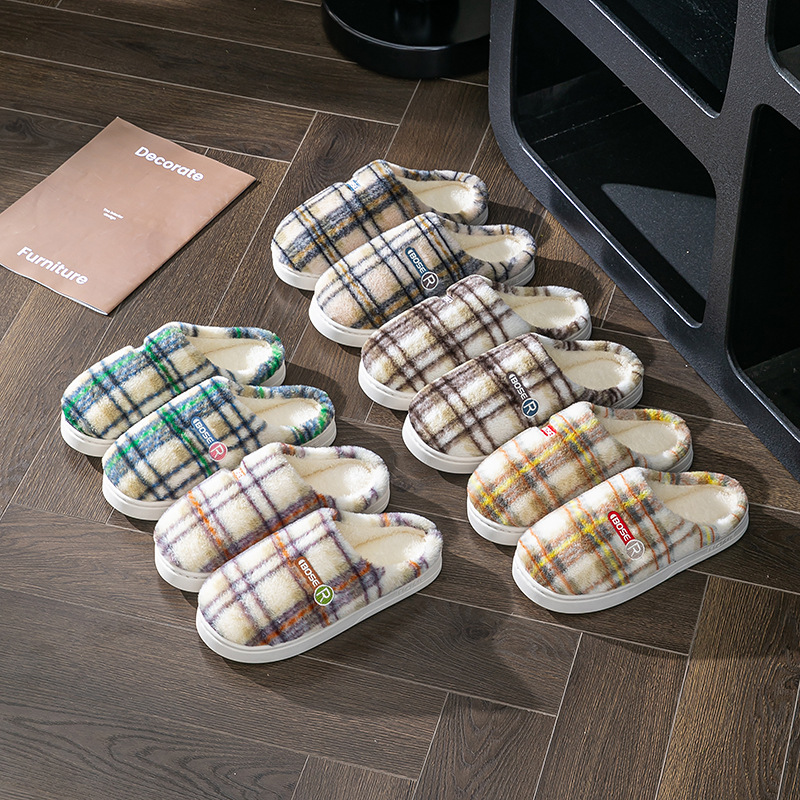 棉拖鞋女秋冬季加绒保暖居家用室内卧室情侣耐磨毛毛绒月子棉鞋男