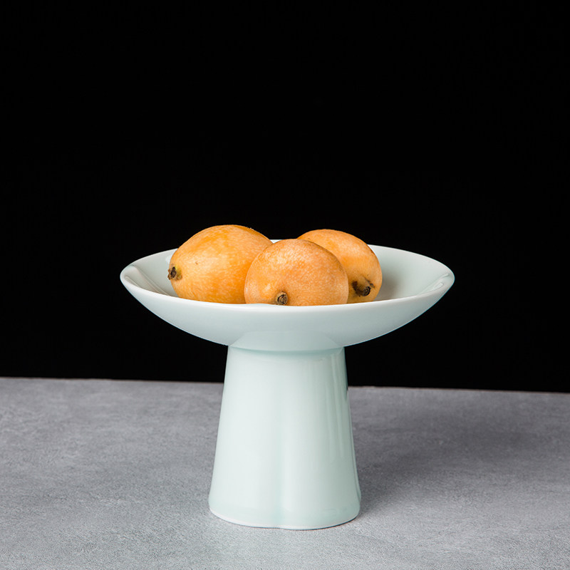 新款中式陶瓷高足高脚盘时尚餐厅商用特色点心茶点盘干果盘供佛盘