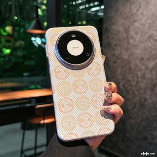 创意比特币适用华为mate80promax手机壳新款凯夫拉碳纤维纹pura80pro保护壳p70pro磁吸充电60por超薄硬外壳男