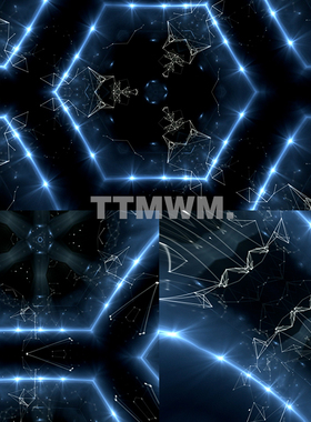 3个蓝色科技几何简约线条动感动态VJLOOP视频素材Sci-Fi Geometry