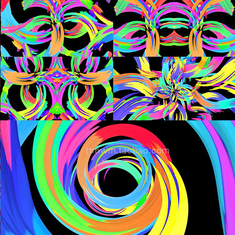 6个彩色color画笔流动线条可爱循环动画舞台背景视频素材vjloop