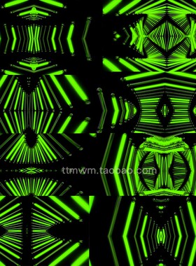 4个4k绿色霓虹灯管动感电子节奏循环舞台背景动画视频素材VJloops