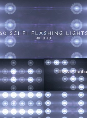 vjloop-50个4k复古蓝色LED帕灯灯阵灯光动画舞台背景大屏视频素材