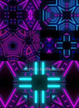 11个蓝紫色灯光万花筒无缝循环动画视频素材VJloop舞台背景Light