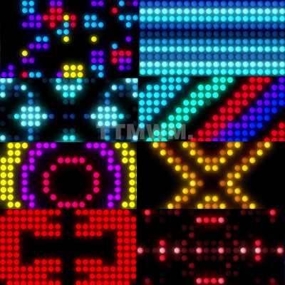 36个彩色复古圆形led墙灯阵vjloop视频素材舞台背景大屏幕LEDWall