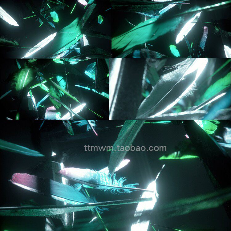 4个优雅羽毛发光掉落摇曳舞台背景大屏3d动画视频素材循环vjloops