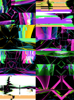 10个4K彩色扭曲故障动态舞台视频素材Distorted Lights 3无缝循环