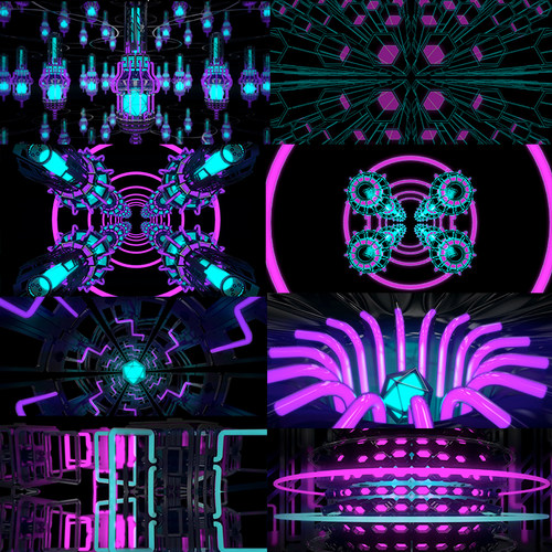 55个Resolume视频素材NeonMetalBeats外星机械几何发光隧道vjloop