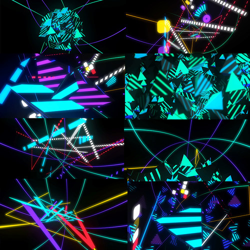 8个动感彩色线条几何无缝循环vjloop视频素材EDM Music Visuals