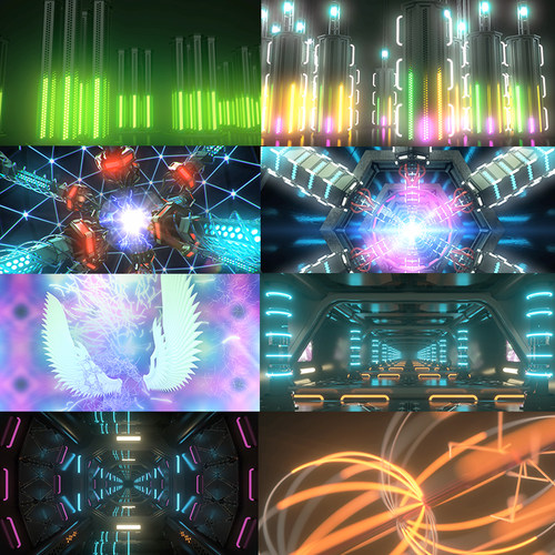 8个led能量柱脉冲2k高清 vjloops无缝循环视频素材Trance Force