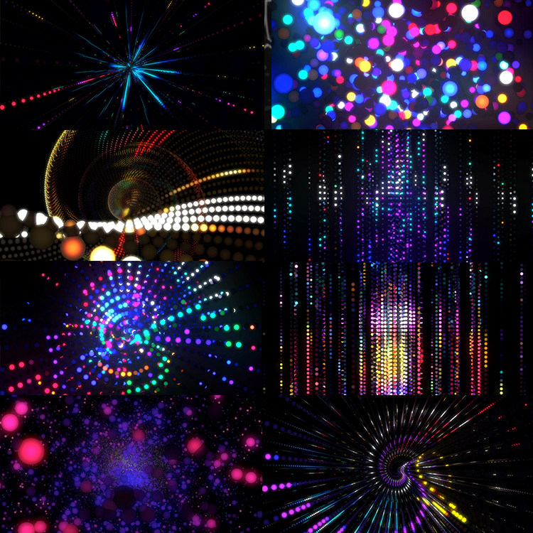 9个动感炫彩led灯vjloops 高清动态视频素材leds dance舞台背景