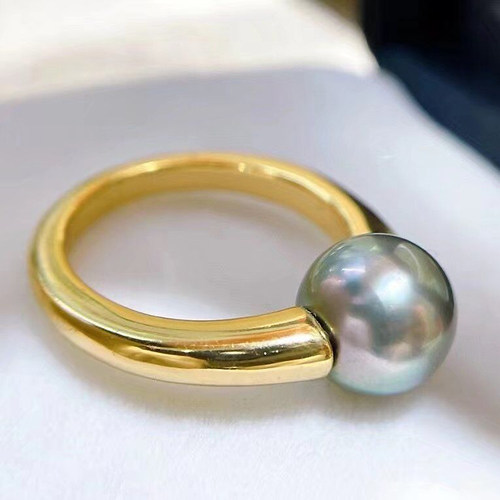 925银大溪地海水黑珍珠戒指手饰