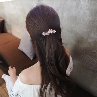 弹簧夹发夹小号时尚花朵一字夹后脑勺百搭半扎发卡气质头饰女顶夹