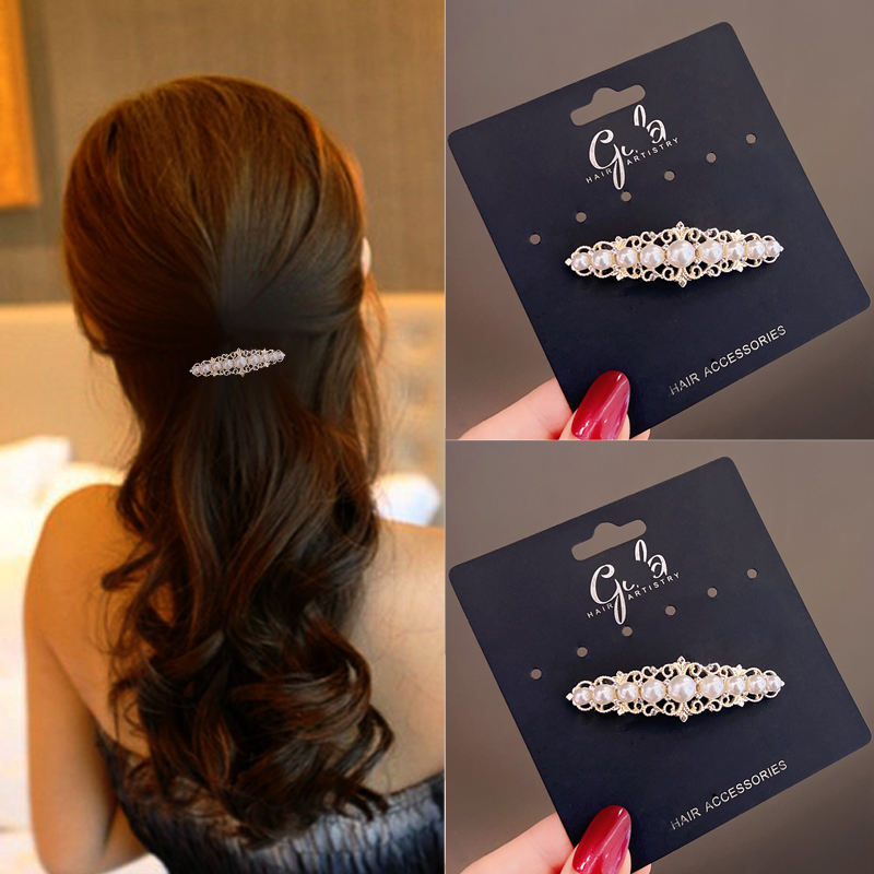 半披发发夹优雅珍珠小发夹刘海夹