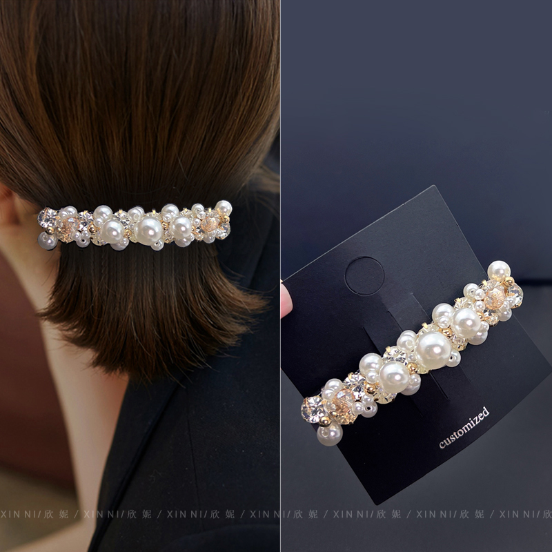 后脑勺弹簧夹女高级感珍珠发卡