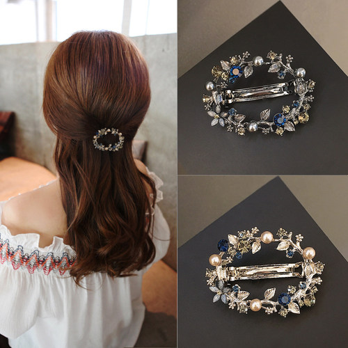 韩系复古花朵发卡仿珍珠顶夹