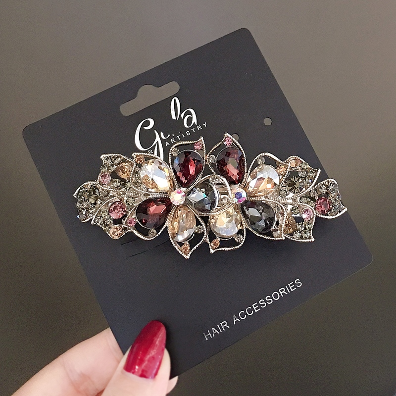 妈妈发夹大号水钻花朵发卡