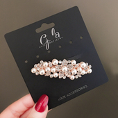 百搭仿珍珠发夹弹簧夹后脑勺半扎发卡气质优雅一字夹横夹刘海夹子