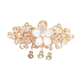 后脑勺半扎发夹发卡发量少顶夹高级感弹簧夹气质仿猫眼石横夹小号