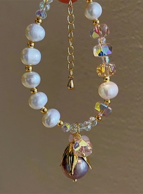 异形淡水珍珠手链手串水晶手饰