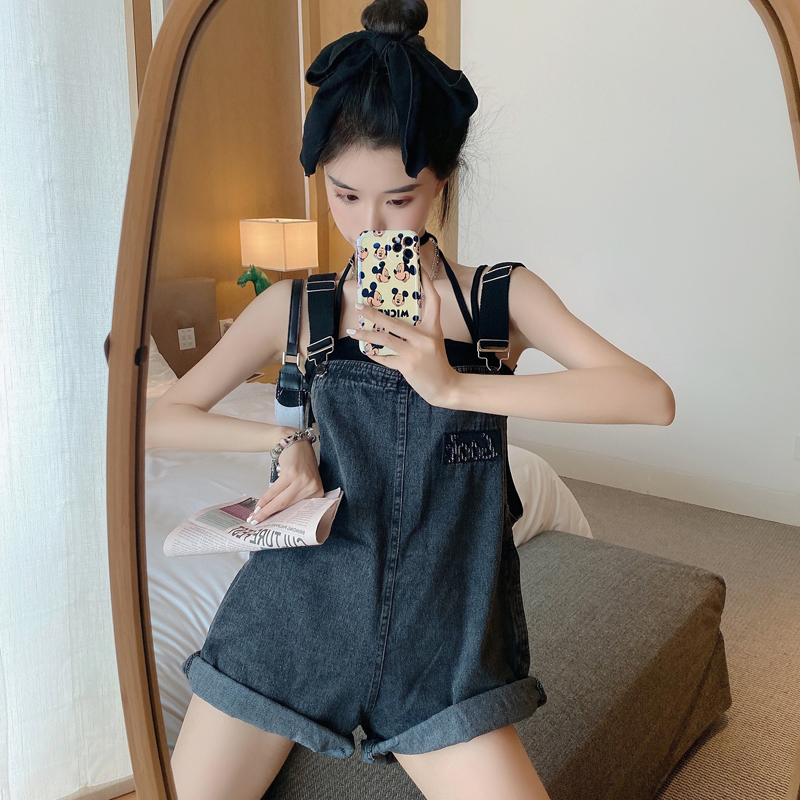 背带短裤女韩版宽松2020年新款时尚可爱小个子网红减龄牛仔连体裤