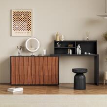 中古纯实木梳妆台小户型极简复古斗柜一体餐边柜现代卧室靠墙书桌