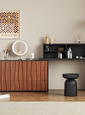 中古纯实木梳妆台小户型极简复古斗柜一体餐边柜现代卧室靠墙书桌