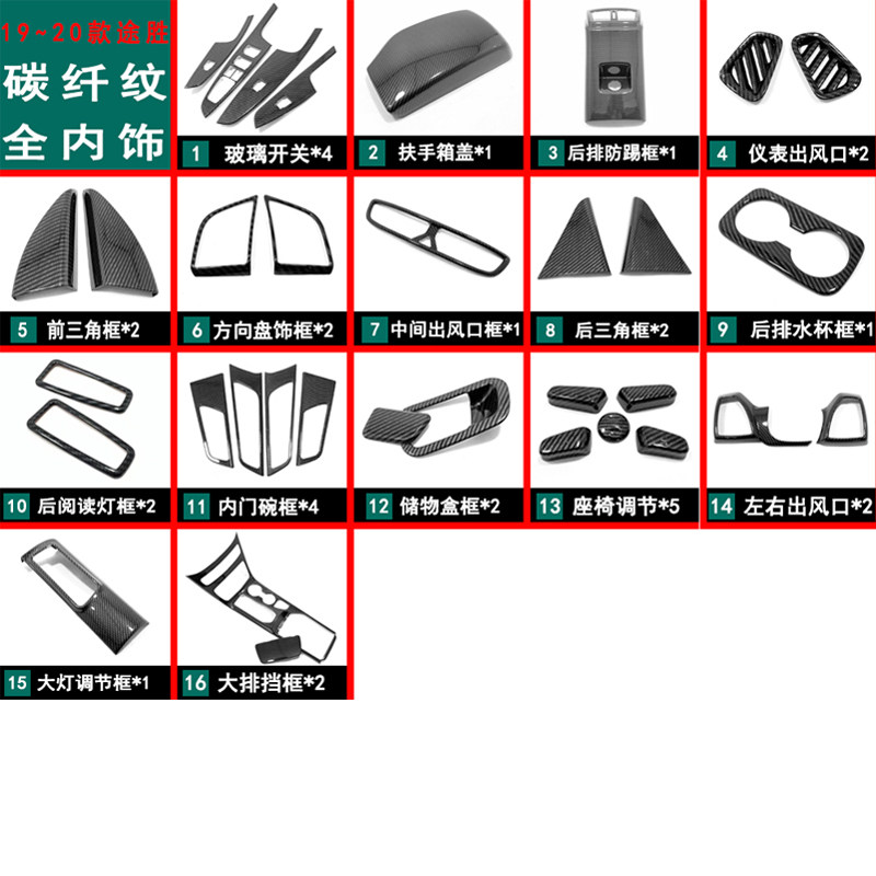 15~20款途胜碳纤纹内饰专用中控面板排挡贴车上用品配件装饰改装