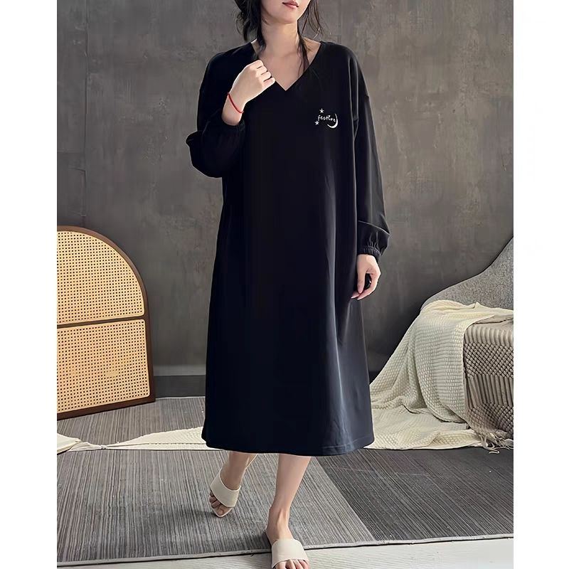 2024年新款德绒睡裙女秋冬季可外穿孕妇连衣裙子家居服大码300斤