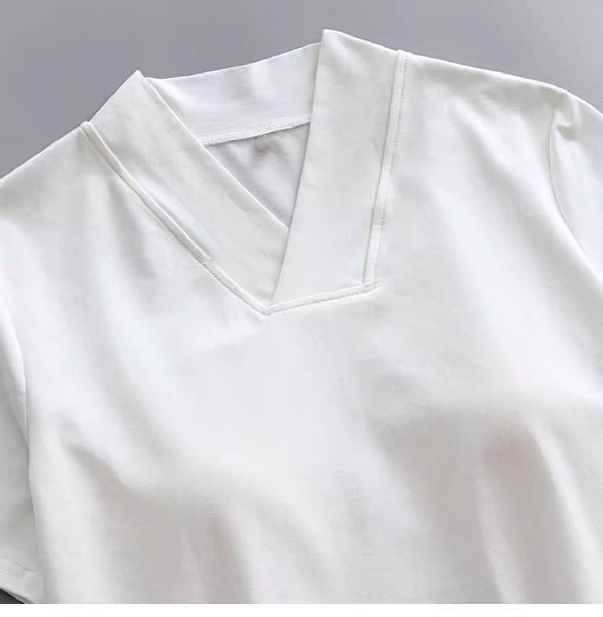 中式改良交叉领男女V领短袖汉服T恤夏季上衣禅修服大码居士服唐装
