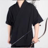 素明制文艺上衣大码 系带交领射艺汉服男女款 汉元 打底家居夏装 短袖