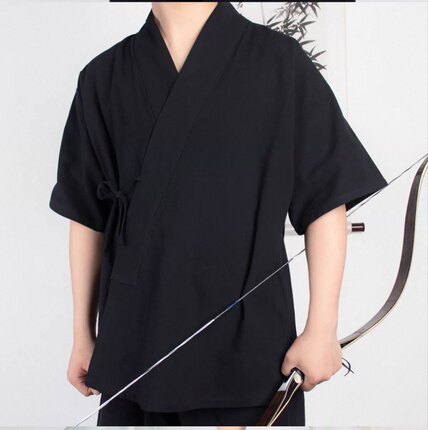 系带交领射艺汉服男女款短袖打底家居夏装汉元素明制文艺上衣大码
