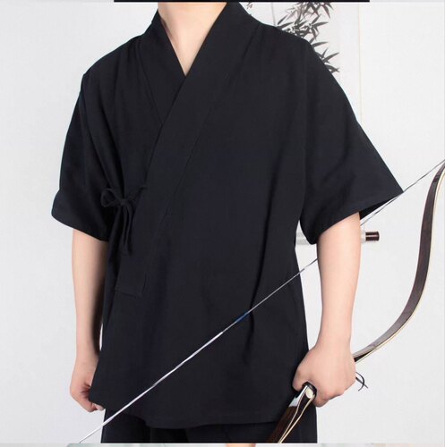 系带交领射艺汉服男女款短袖打底家居夏装汉元素明制文艺上衣大码