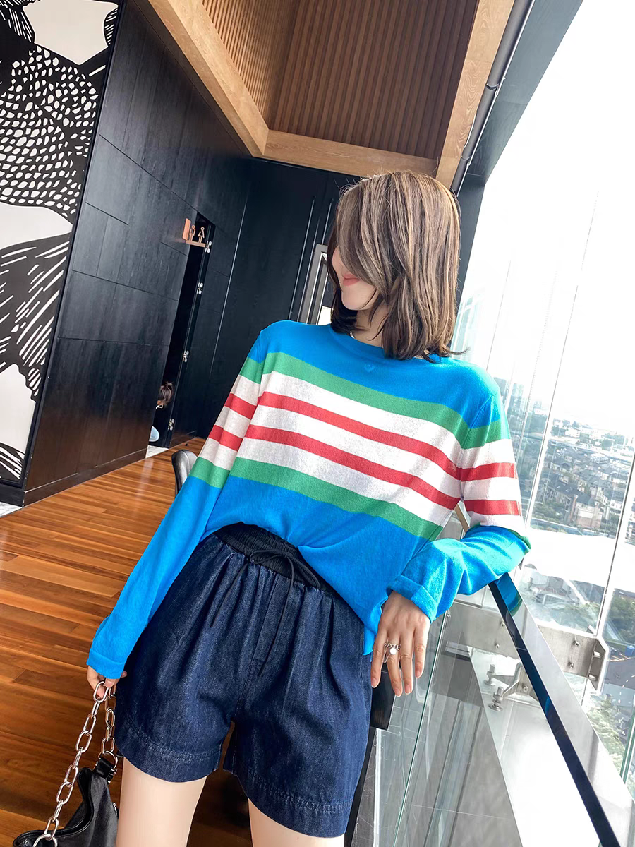 大码300斤春夏秋上衣新款女装韩系圆领条纹宽松长袖防晒罩衫薄款