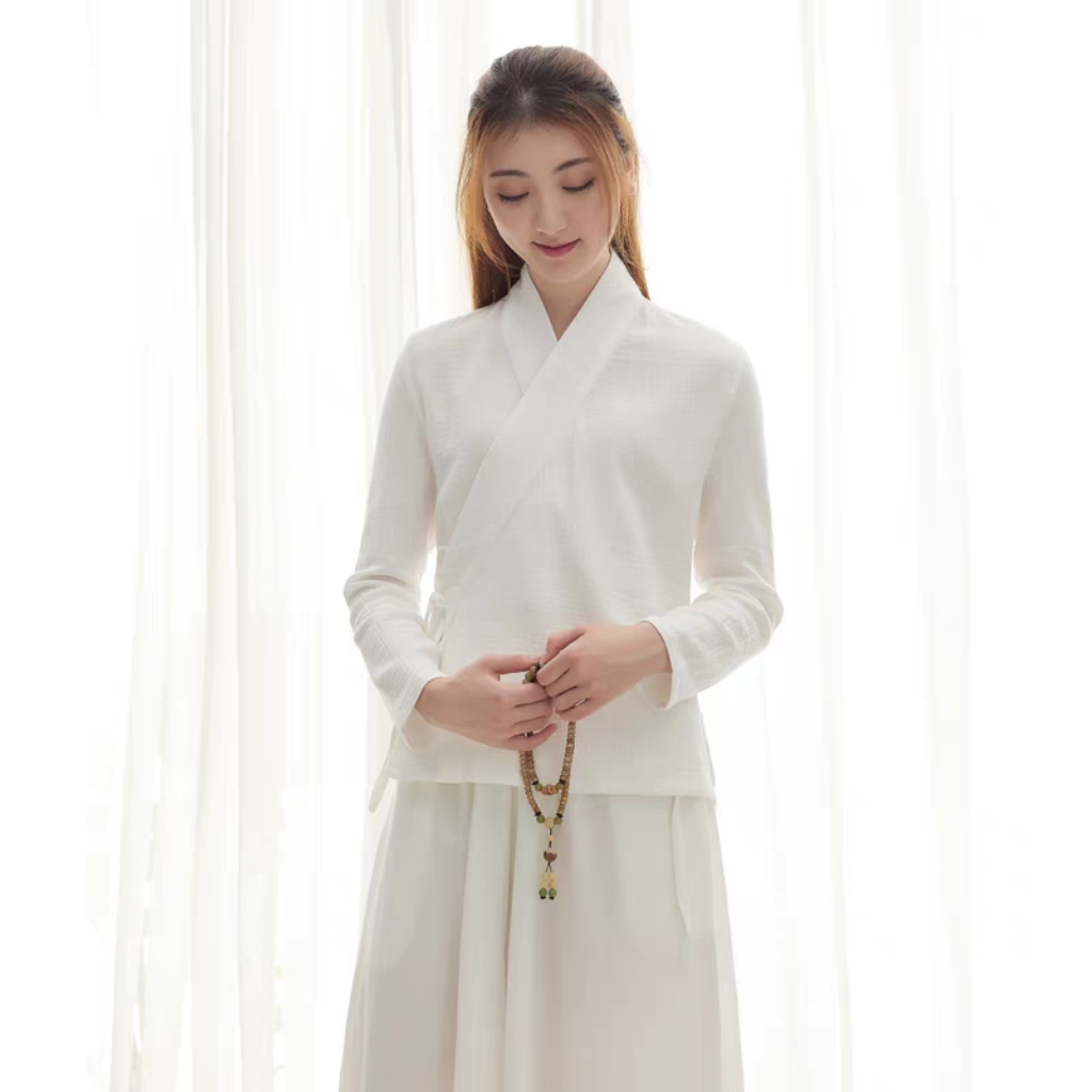 秋冬德绒保暖原创设计中式男女交领汉服打底上衣长袖禅意茶服大码