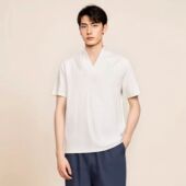 汉服宽松交领套头大码 V领短袖 300斤 薄款 自制国风简约t恤男女夏季