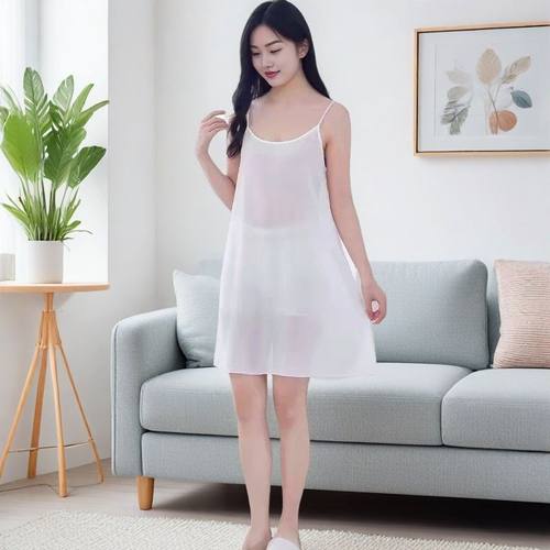 女夏季吊带打底裙宽松大码300斤透视内搭单层内衬裙连衣裙细肩带