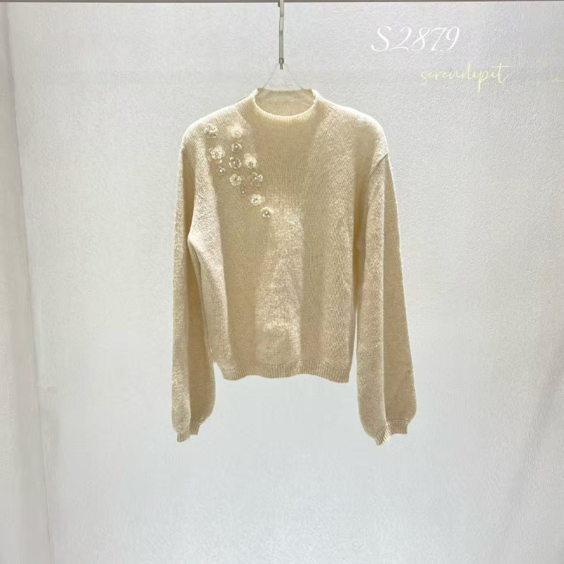 【钱老板专属】重工钉花花朵灯笼袖针织衫S2879