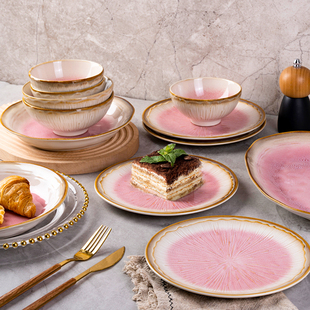 玉泉餐具家用盘子套装中式复古陶瓷碗盘礼盒釉下彩乔迁碗具清新