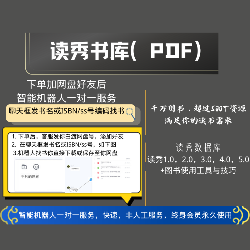 PDF电子书库（读秀千万级书库-机器人全天代找PDF电子书） 商务/设计服务 画册/杂志/书籍装帧设计 原图主图