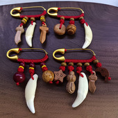 广西黑狗真牙新生婴儿外出护别惊身防吓符孕妇平安睡桃木沙金别针