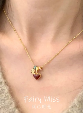 双生心影设计师款双面爱心锁骨链