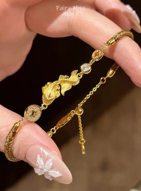 新中式闪钻金色贵气轻奢时尚手链