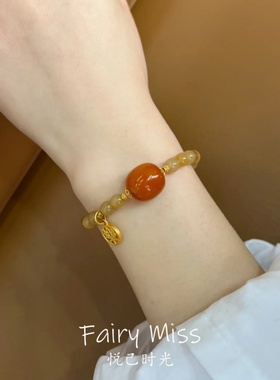 琉璃和田色串珠手链女转运珠手串