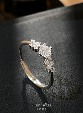 柏林情书S925纯银超闪雪花戒指女