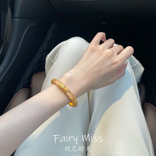 轻奢金色印花闭环手镯女显白复古