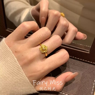 「碎金凝露」繁花锦簇超仙雪花戒指小众繁华款金色花朵戒指女精致