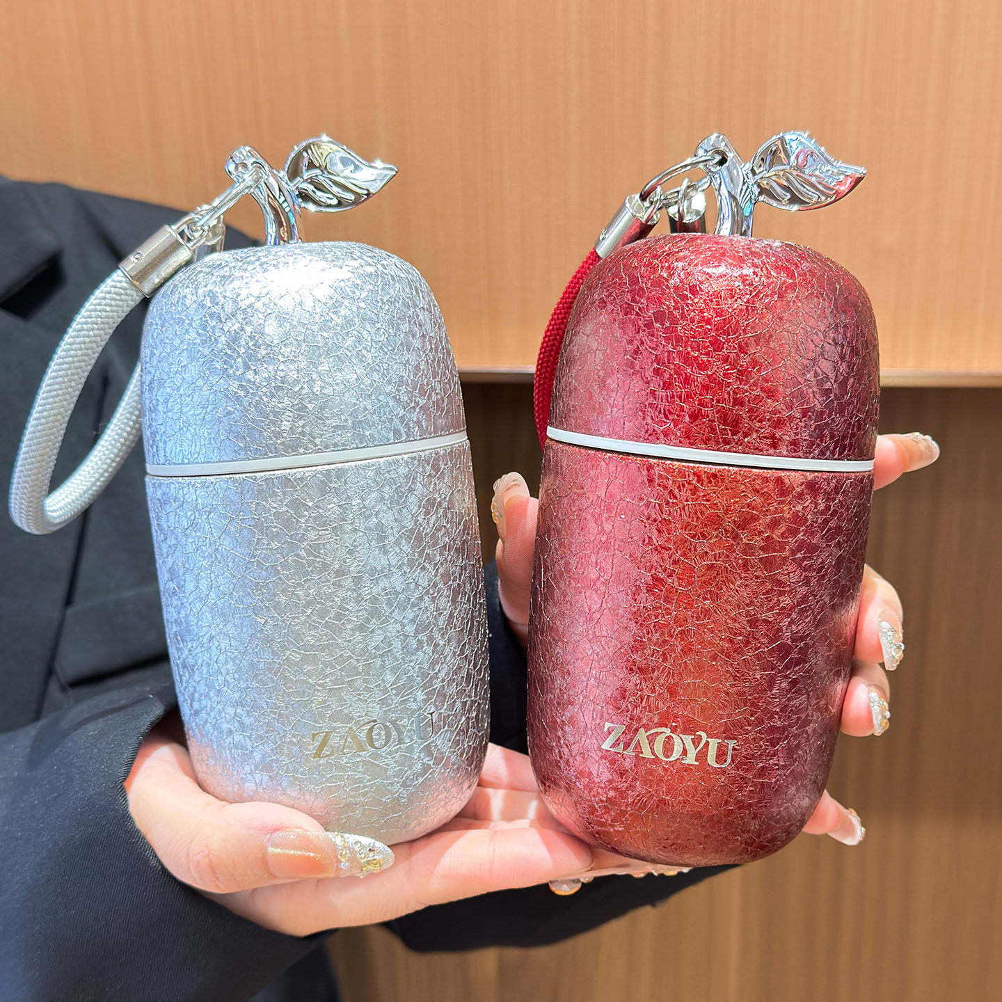 钛杯女士高颜值三饮水杯小巧便携双饮吸管杯茶水分离带盖礼品杯子